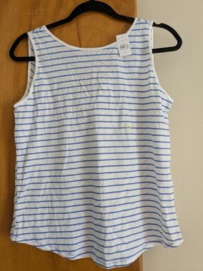 LOFT Sleeveless Vintage Soft Striped Tank - White & Light Blue